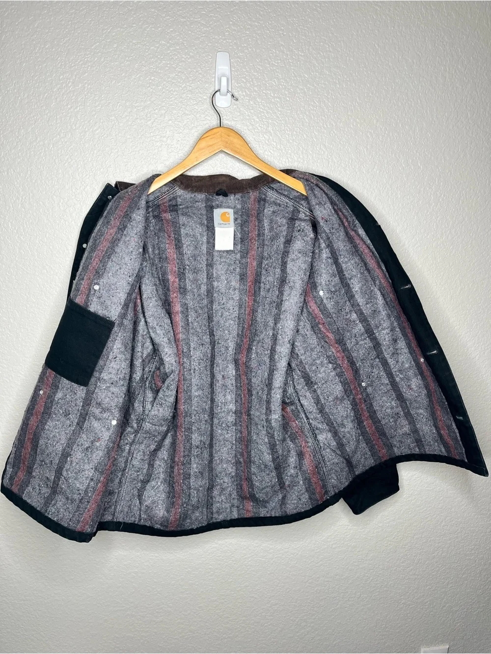 Carhartt Mens Jacket Vintage Blanket Lined Chore Black Made In USA L / XL